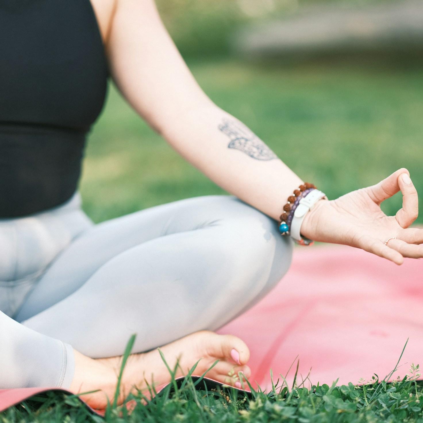 Meditation practice space with cushions arranged in circle
